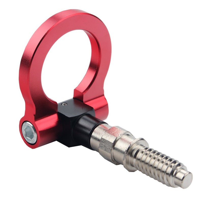 DEWHEL Aluminum Track Racing Front Rear Bumper Car Accessories Auto Trailer Ring Eye Towing Tow Hook Kit Red compatible with BMW 1 3 5 Series X5 X6 E36 E39 E46 E82 E90 E91 E92 E93 E70 E71 Mini Cooper - Image 1
